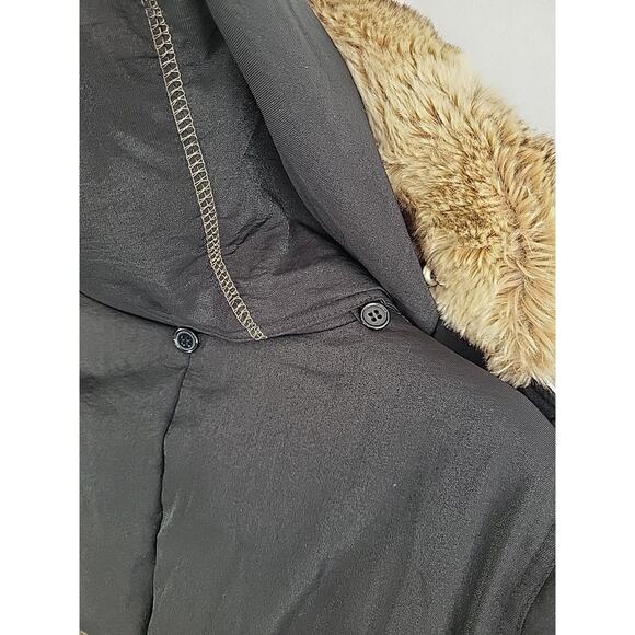 Platinum Utex Faux Fur Trim Down Parka Coat Black M Mobwife Penny Lane Winter - Picture 9 of 15